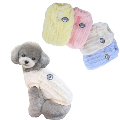 Timoya 犬 服 秋冬 かわいい ペット服 タンクトップ 暖かい 両面フリース ふわふわ Dカン付き 小型犬 中型犬 猫 洋服 ドッグウェア 家着 抜け毛対策 防寒着 お散歩 お出かけ (S,ベージュ)