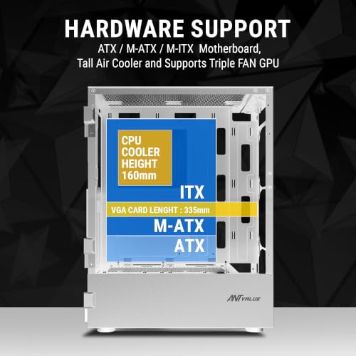 Image of Ant Value VM40 ARGB Mid Tower Computer Case /Gaming Cabinet with Mesh Front Panel - White | Tempered Glass| Motherboard Support ATX, Micro-ATX, Mini-ITX | 4X Pre-Installed ARGB Fans