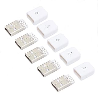 5 pcs/lot DIY USB Male Assembly Adapter Connector Plug Socket White Color USB Assembly Connectors Adapter