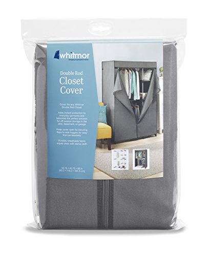 Whitmor Cover Only For Double Rod Closet With Heavy Duty Zipper - Gray #TOP1