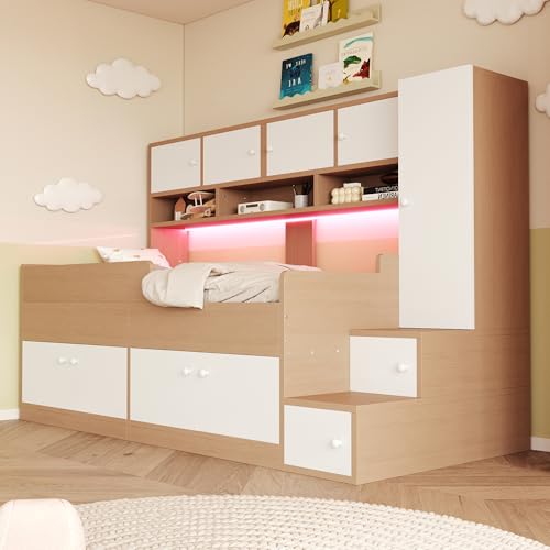 LZPUOUI Cama Juvenil 90x200cm Naturaleza de Terciopelo con Cabecero en Forma de Nube Cama Tapizada con Efectos de Color Estructura de Cama Moderna Marco de Cama para Hogar y Habitaciones
