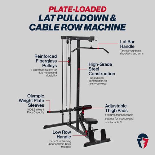 Image of Titan Fitness Plate-Loaded LAT Tower, Rated 400 LB, Specialty Upper Body Machine, LAT Pulldown and Low Row Cable Machine for Home Gym, Shoulder and Back Workout Equipment