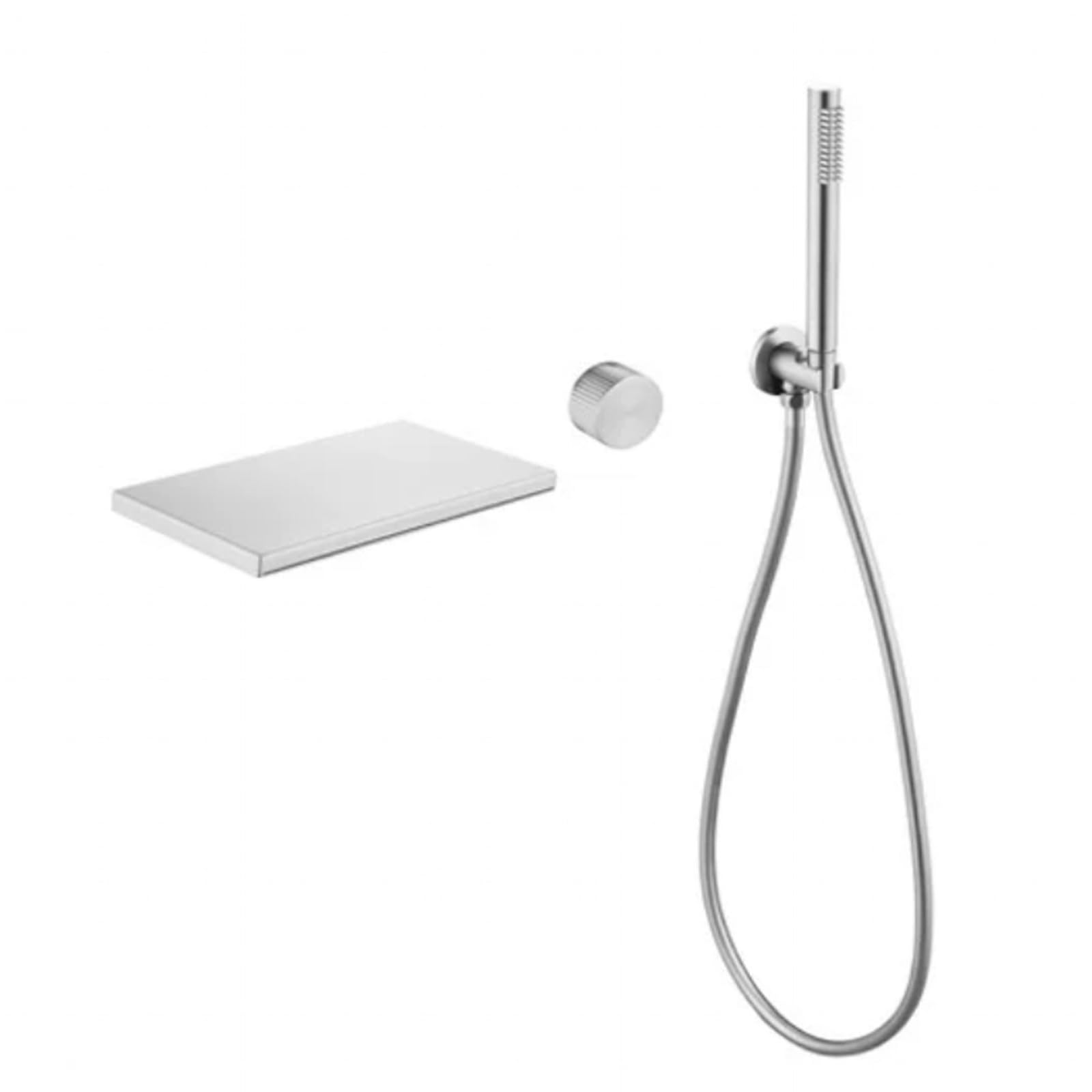 JYBNBBE Gray Wall MounteWaterfall Bath Mixer Tap with ConcealeShower Set – Bathtub Faucet for Luxurious Bathroom Upgrade (Chrome A)