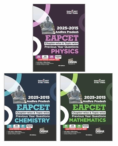 Image of Disha 2025 - 2015 Andhra Pradesh EAPCET Chapter-wise & Topic-wise Physics, Chemistry & Mathematics Previous Year Solved Papers with Concept Maps 4th ... 7000+ PYQs PCM Question Bank for 2026 Exams