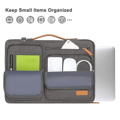 Image of MOSISO 360 Protective Laptop Shoulder Bag,17-17.3 inch Computer Bag Compatible with MacBook, HP, Dell, Lenovo, Asus Notebook,Side Open Messenger Bag with 4 Zipper Pockets&Handle, Taupe Gray