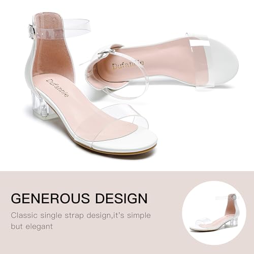 Image of Dufannie Girls Sandals Low Heels Dress Pump Ankle Strap Open Toe Flower Girl Wedding Party for Toddler Little Big Kid