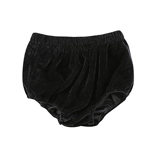 Infant Baby Underwear Kids Velvet Bottoms Shorts Toddler Solid Color Bloomers Diaper Cover Panties PP Pants (Black, 6-12m)