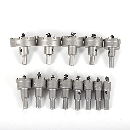 Juego de 13 sierras de corona con broca perforadora de 16-53 mm, sierra perforadora de metal para chapa, plástico, aluminio y cobre, compatible con destornillador inalámbrico y taladro de pie