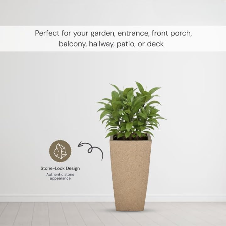 Image of Plastic Planter Pot Gamla 12Inch | 18 Inch | 24 Inch Color White | Black |Beige, 18 Inch (Plant Not Included)