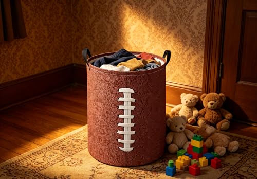 Image of Baby Laundry Hamper kids laundry Basket Waterproof Laundry Bag for Bedroom Clothes Organizer Room Decor(Football)