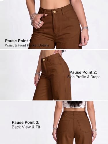 Image of Women's Black High Waist Denim Jeans | Straight, Relaxed, Wide Leg & Baggy Fit | High Rise Loose Oversized Denim Pants for Women | Comfortable Casual Everyday Wear | Oversized Woman baggys