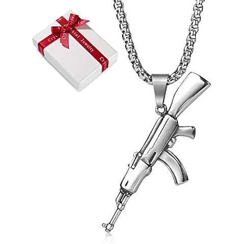 Cadena colgante de acero inoxidable AK47 para hombres Cover