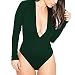 PinkWind Womens One Piece V-Neck Stretch Bodysuit Leotard Body Top XL Green