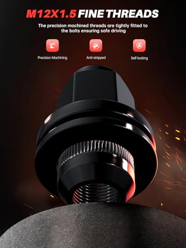 Image of Sposuit 24 Pcs M12x1.5 Black OEM Factory Lug Nuts, for Toyota, 37mm Length