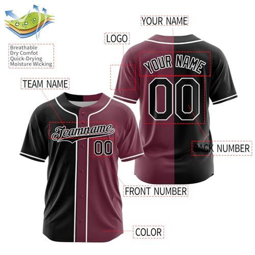 Custom Split Baseball Jersey Personalized Sports Jerseys Stitched/Printed Name Number for Men/Women/Youth/Kids miniatura 4