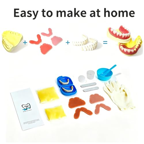 Image of DENTUREWAY DIY Dentures,Easy-to-Make kit,Partial & Full Fake Teeth,Nature | Easy diy for women&men.Complete parts included.Upper&lower pieces.Multi-color material. Spare parts for false teeth retries