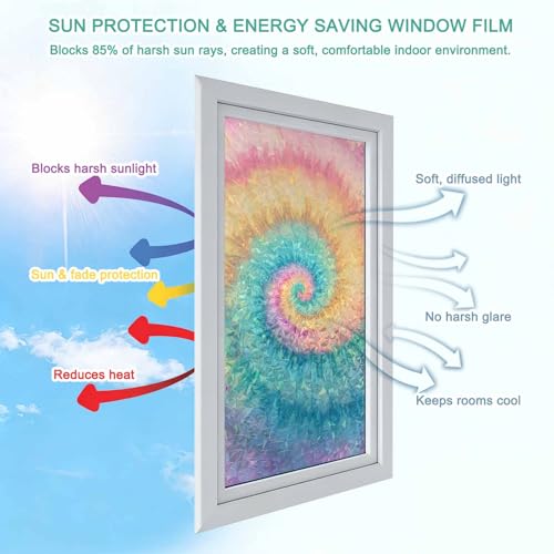 Película de privacidad para ventana Tie Dye multicolor 35.4"x78.7" miniatura 4