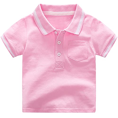 Little Boys Polo Shirt Cute Summer Tee Short Sleeve Uniform Tops Pink 3T