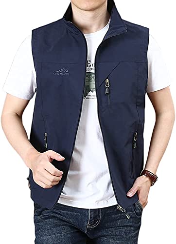Gilet de travail respirant bleu avec poches multiples veste outdoor légère