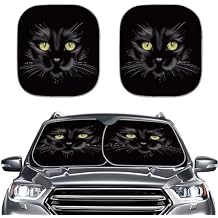 3D Black Cat Print Car Sun Shade Windshield Sunshade for Car SUV Truck Foldable Uv Ray Reflector Front Window Sun Shade Visor Shield Cover Keep Your Car Cool, 3D Cat Face - Black