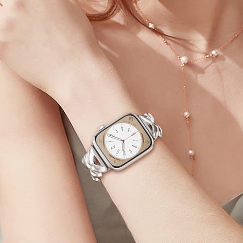Image of VISOOM Bracelet Compatible for Series 11 /10 /9 /8 /se Apple Watch Band 46 /45 /44 /42 /41 /40 /38mm Series 7 /SE Women Dressy Luxury Wristband Jewelry Metal Watch Strap for iWatch Series 6 /5 /4 /3 /2 /1