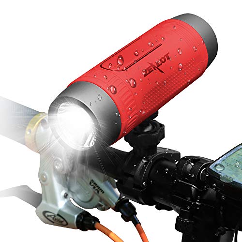 Altavoz Bluetooth con soporte para bicicleta, altavoz bluetooth inal�mbrico 4000 mAh Powerbank, luz LED, autonom�a de 24 horas, soporte AUX y SD, muy �til para paseos en bicicleta, color rojo