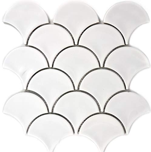 Fächer Mosaik Fliese Keramik Fischschuppen Tropfen weiß Fliese WC Badfliese Wandfliese - MOS13-FS01 Fächer Mosaik Fliese Keramik Fischschuppen Tropfen weiß Fliese WC Badfliese Wandfliese - MOS13-FS01