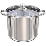 Buckingham Deep Induction Stock Pot with Glass Lid Premium Stainless Steel Multipurpose Cooking Pot for Soups Pasta Stews (9 Litre)