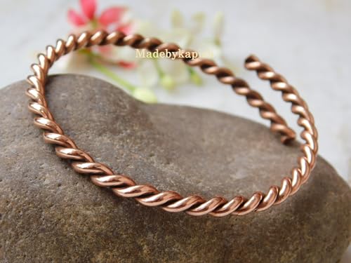 Pure solid 100% Copper Handmade Tensor Bangle Bracelet, Copper Tensor Bangle, Arthritis Copper Bangle Bracelet, Cuff Bangle, Birthday gift,3