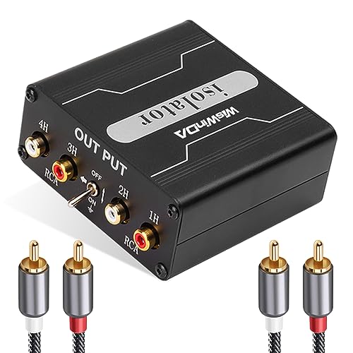 Isolateur de bruit boucle de terre RCA 4 canaux avec revêtement doré et coque alu