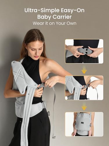 Image of GROWNSY Baby Carrier Newborn to Toddler with Head Support, Gray Air Mesh