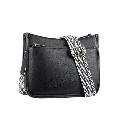 Bolsas Hobo modernas de couro vegano com alça de guitarra, preta