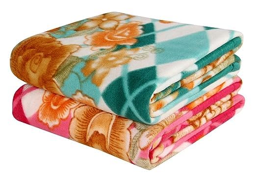 ROOPTARA All Season Miltipurpose Polar Fleece Blanket Combo| Assorted Multicolour Lightweight Blanket | Set of 2, 60x90 inches