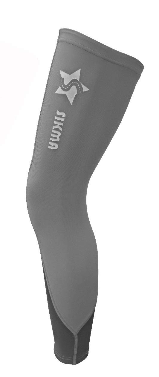 Sikma Cycling Leg Warmer UV Sun Protection Bicycle Knee Running Warmer (Black/Grey, S/M)