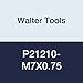 Walter Tools P21210-M7X0.75 Prototex HSS Machine Tap, Uncoated, 7 mm Shank Diameter, 0.75 mm Thread Length, 15 mm Cutting Length, 80 mm Overall Length, M7 Cutting Diameter
