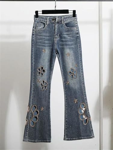 Women's Jeans High Waist Straight Hollow Out Denim Trousers Fashion Spring Trousers2