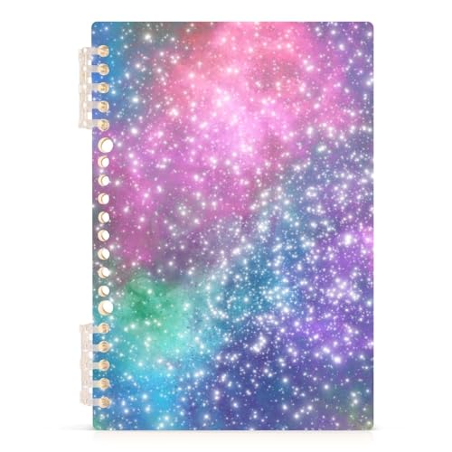 MOMORIN ノート ソフトリングノート A5 リングノート 横罫 メモ帳 星 星柄 カラフル 宇宙 宇宙柄 日記帳 変形 耐水 60枚 調整可能 ページ追加可能 小学生 中学校 文房具 仕事 まとめ買い 新学期 入学祝い プレゼント