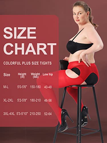 Image of HONENNA Plus Size Suspender Tights for Women, Semi Opaque Sexy Garter Belt Nylons Mock Thigh High stockings