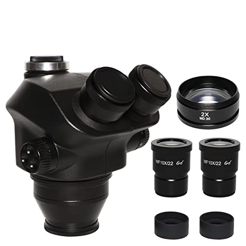 Microscope Black Color Simul Focal 7X-45X 3.5X-90X Trinocular Microscope 0.5X 2.0X Auxiliary Lens+ Zoom Stereo Microscope Head(7X-90X)