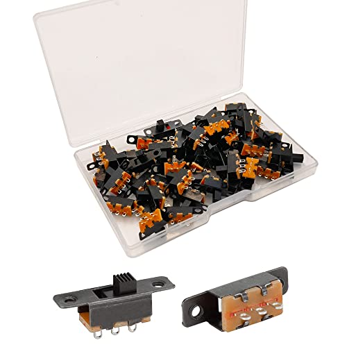 Gebildet 50pcs Mini Interrupteur à Bascule SPDT Interrupteur à Glissière 0.5A 50V DC 3Broches 2Positions, Panneau Interrupteur à Glissière Marche/Marche,...
