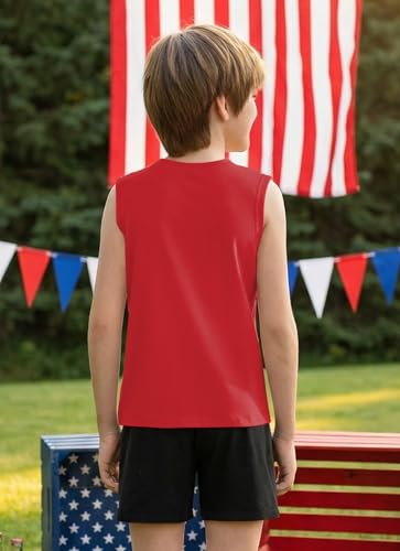 Image of Boys 4th of July Patriotic Sleeveless Tee American Flag Tank Top 6-14 Years