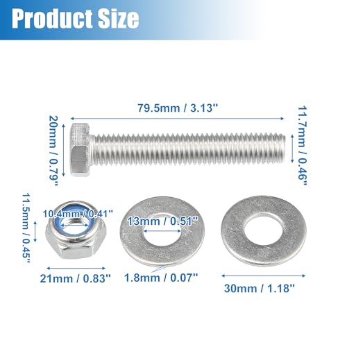 Image of uxcell 4 Pcs Jack Plate Bolt for Boat for Yacht Replacement Durable Silver Tone