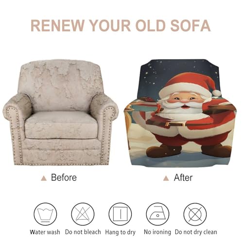 Housse de canapé Père Noël extensible pour rénover un fauteuil usé à Noël