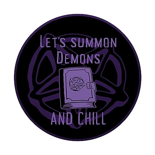 Let's Summon Demons and Chill Dark Occult Goth Purple PopSockets Swappable PopGrip, Black - Image 3