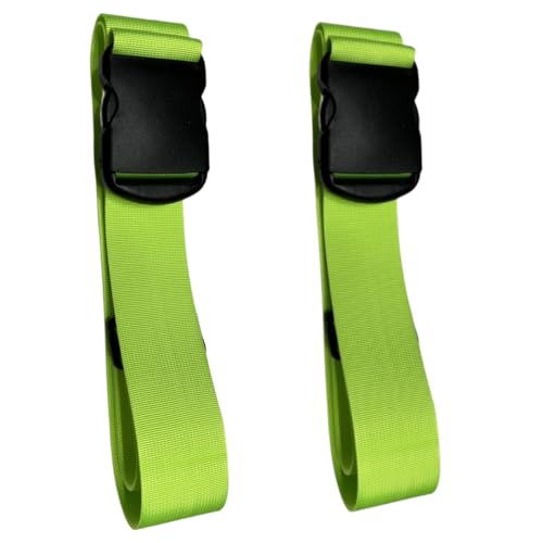 Image of Travel Luggage Straps 2 Pieces Adjustable Lightweight Suitcase Belt Upgraded Larger Thicker Sturdier Buckle with Black Green Red Yellow Straps (Green)