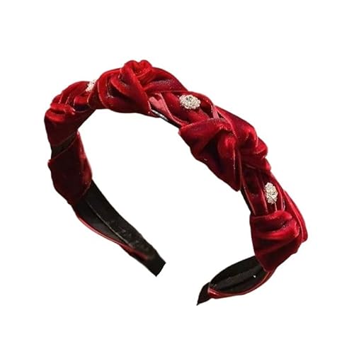 KAJYLFAST Velvet Woven Wide Edged Rhinestone Headband Retro Hairpin Hair Accessory