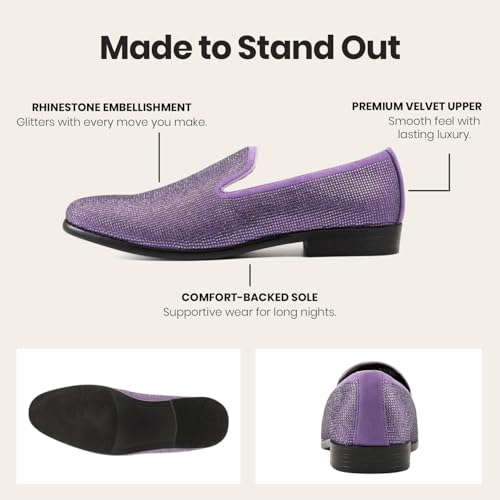 Image of Amali Men's Embellished Velvet Tuxedo Loafers, Smoking Slippers