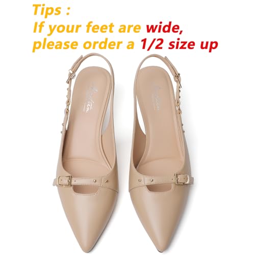 Image of Mostrin Kitten Heels for Women Slingback Pointed Closed Toe Heels Women's Pumps Shoes for Wedding, Party, Commuting