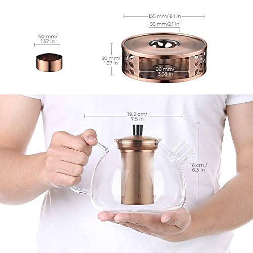 ecooe Tetera de Vidrio 1500ml, Tetera de Vidrio con Colador de Bronce Extraíble de Acero Inoxidable - Imagen 6