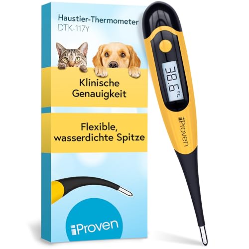 iProven Fieberthermometer Hund, Katze & Pferd – Präzises Hunde Fieberthermometer, genauen Fiebermessung, flexibler Spitze, wasserdicht, schnelle Messung 20 Sekunden, für Wurf und Tierarztbedarf